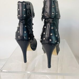 Guess Ankle Stud Embellished Biker Style Stiletto Heel Boots Size 8